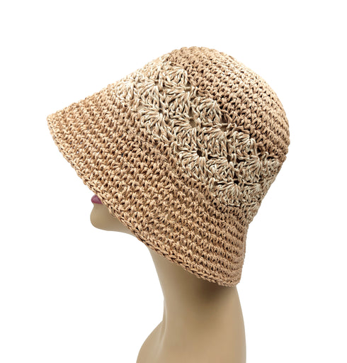 Handmade Crochet Size Adjustable Foldable Straw Bucket Hat