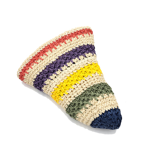 Stripe Pattern Crochet Size Adjustable Foldable Straw Beach Hat