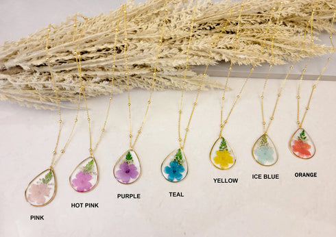 Dried Flower Handmade Resin Necklace