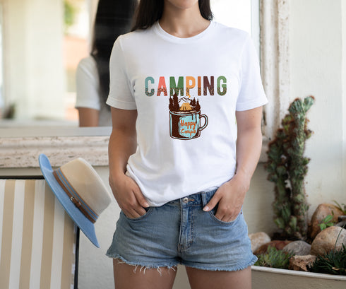 Camping Coffee Short Sleeve T-Shirt