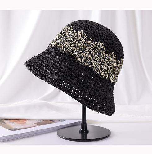 Handmade Crochet Size Adjustable Foldable Straw Bucket Hat