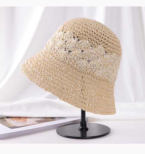 Handmade Crochet Size Adjustable Foldable Straw Bucket Hat