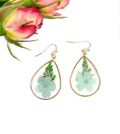 Dried Big Flower Handmade Resin Earrings - 5 Colors!