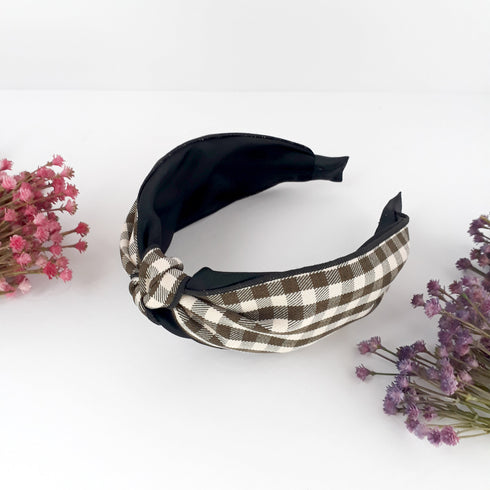 Handmade Knotted Plaid Headband two tone headband gift for her