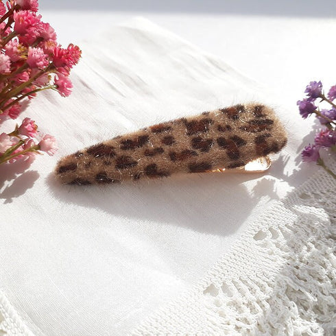 Leopard Hair Clip and Gold Bobby Pins Set