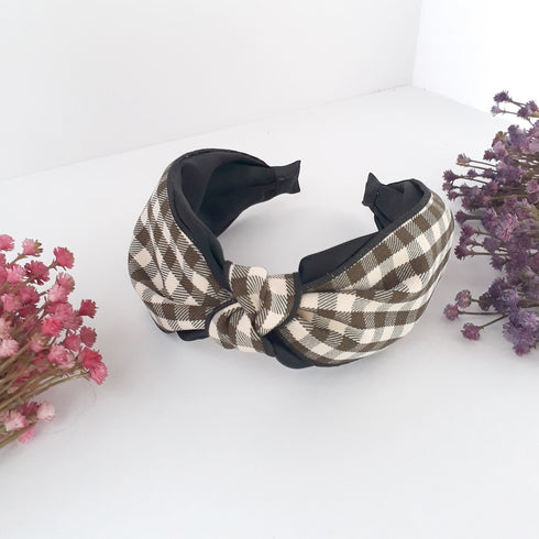 Handmade Knotted Plaid Headband two tone headband gift for her
