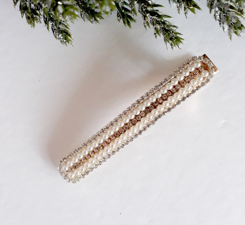 Rectangle Crystal pearl Hair Clip