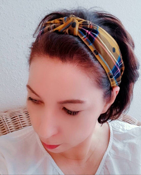 Knotted Plaid Polka Dot Headband