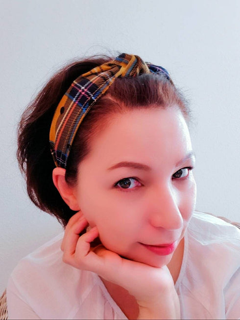 Knotted Plaid Polka Dot Headband