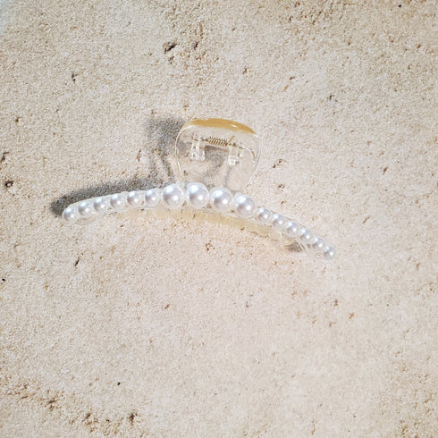 Multi-sized Ivory Pearl Long Hair Claw