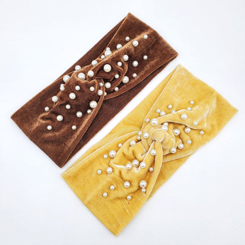 Annstyle Pearl Velvet / Twist Headband / Knot Headband / Turban Headband / Wide Headband / Yoga Headband / Holiday / Head Wrap gift for her