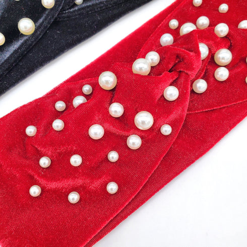 Annstyle Pearl Velvet / Twist Headband / Knot Headband / Turban Headband / Wide Headband / Yoga Headband / Holiday / Head Wrap gift for her