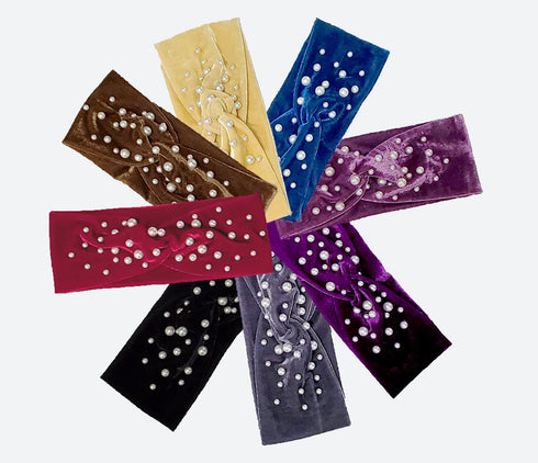 Annstyle Pearl Velvet / Twist Headband / Knot Headband / Turban Headband / Wide Headband / Yoga Headband / Holiday / Head Wrap gift for her