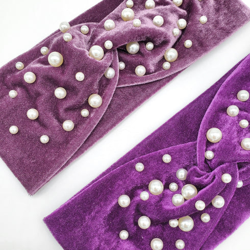 Annstyle Pearl Velvet / Twist Headband / Knot Headband / Turban Headband / Wide Headband / Yoga Headband / Holiday / Head Wrap gift for her