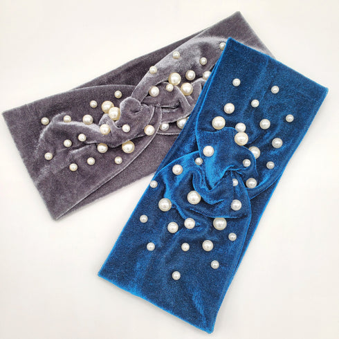 Annstyle Pearl Velvet / Twist Headband / Knot Headband / Turban Headband / Wide Headband / Yoga Headband / Holiday / Head Wrap gift for her