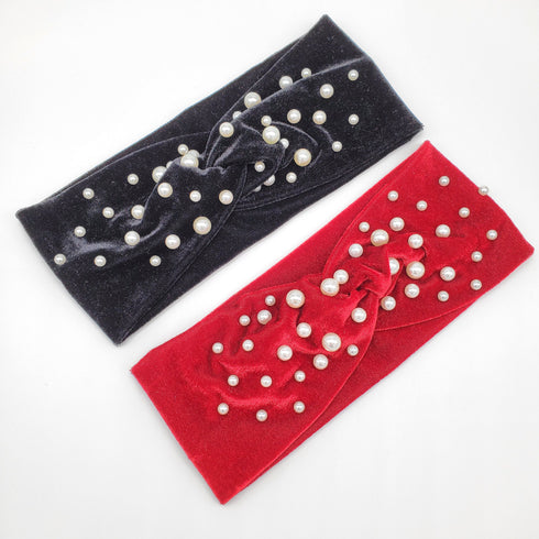 Annstyle Pearl Velvet / Twist Headband / Knot Headband / Turban Headband / Wide Headband / Yoga Headband / Holiday / Head Wrap gift for her