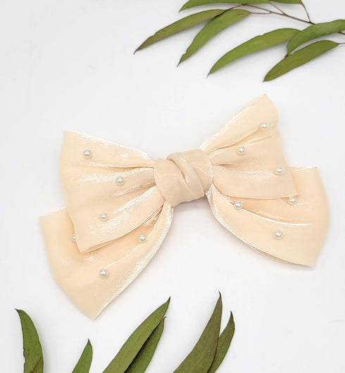Annstyle Hand made Over sized satin organza Bow Hair Barrettes