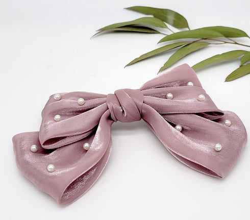 Annstyle Hand made Over sized satin organza Bow Hair Barrettes