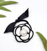 Handmade Black & white flower hair tie