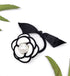 Handmade Black & white flower hair tie