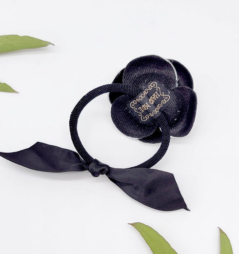 Handmade Black & white flower hair tie