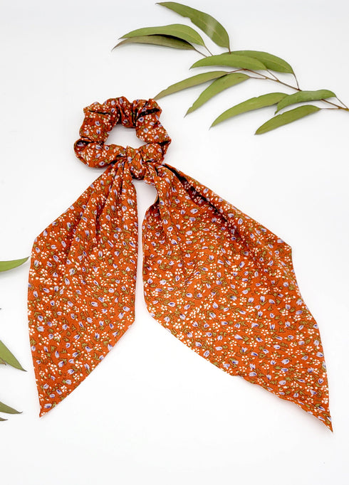 Blooms Floral Print Scarf Ponytail Holder Scarf Pony