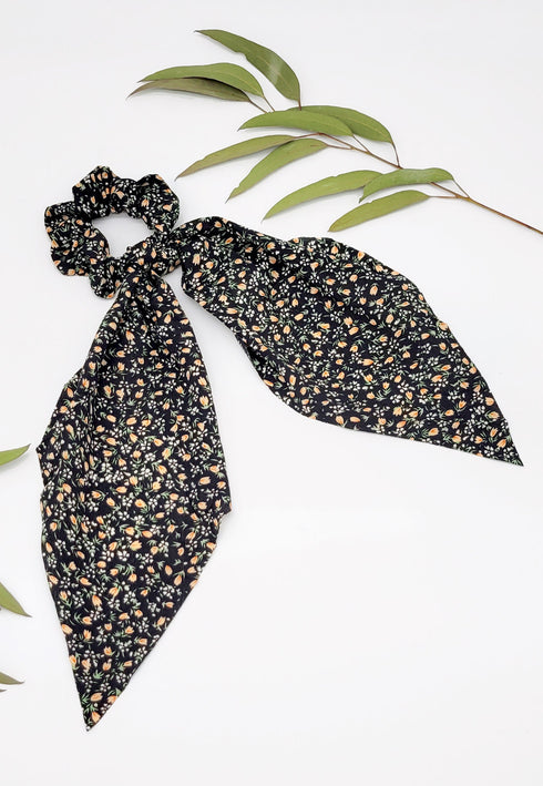 Blooms Floral Print Scarf Ponytail Holder Scarf Pony