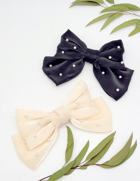 Annstyle Hand made Over sized satin organza Bow Hair Barrettes