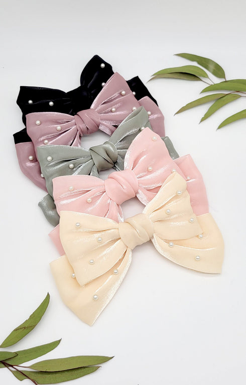 Annstyle Hand made Over sized satin organza Bow Hair Barrettes