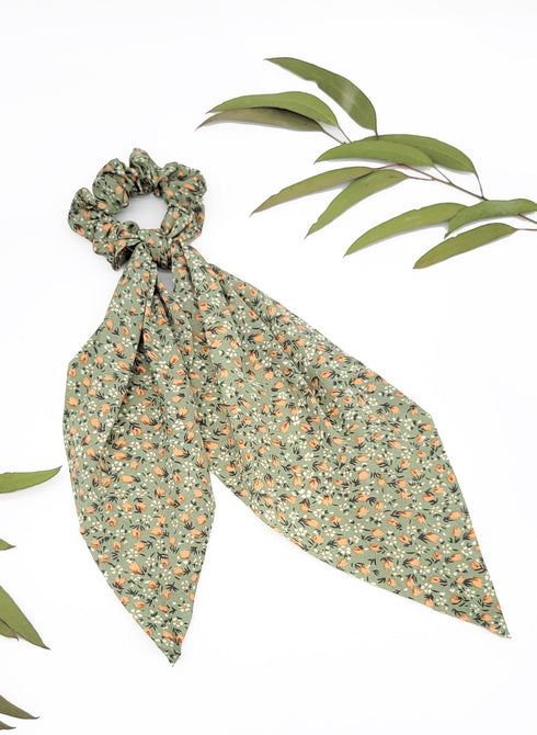 Blooms Floral Print Scarf Ponytail Holder Scarf Pony
