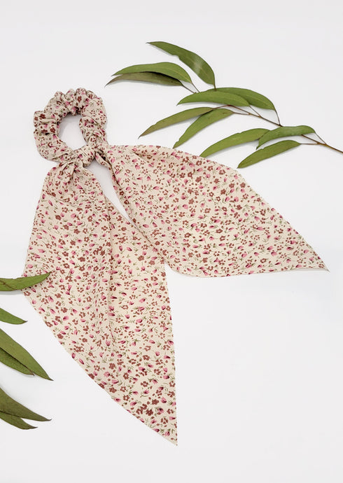 Blooms Floral Print Scarf Ponytail Holder Scarf Pony