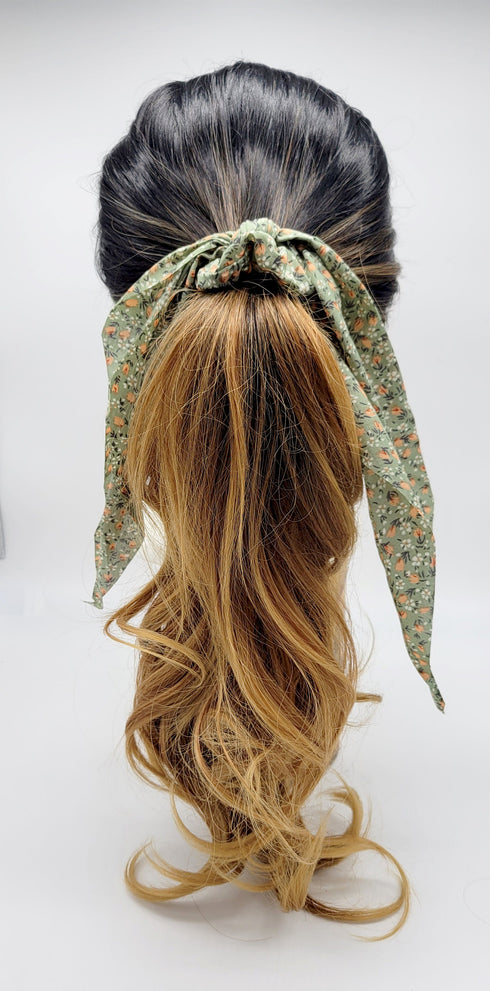Blooms Floral Print Scarf Ponytail Holder Scarf Pony