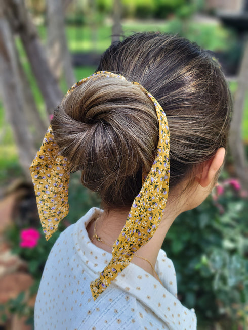 Blooms Floral Print Scarf Ponytail Holder Scarf Pony