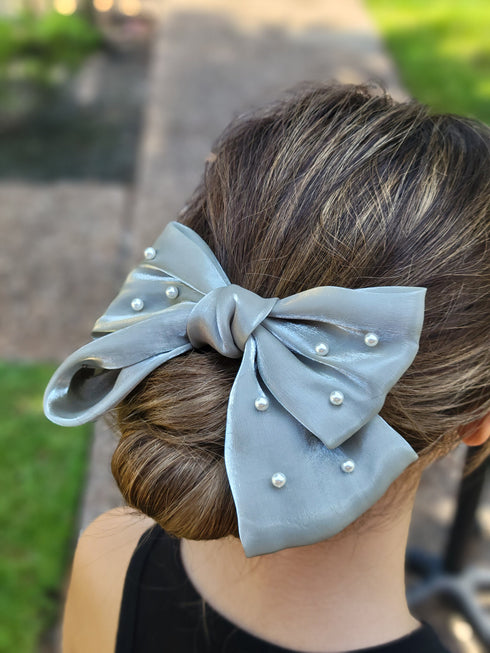 Annstyle Hand made Over sized satin organza Bow Hair Barrettes