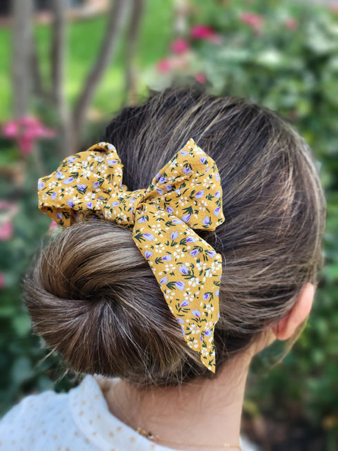 Blooms Floral Print Scarf Ponytail Holder Scarf Pony