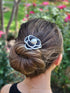 Handmade Black & white flower hair tie