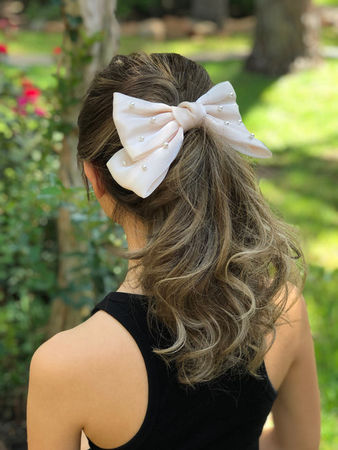 Annstyle Hand made Over sized satin organza Bow Hair Barrettes