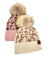Leopard Jacquard Knit C.C Beanie With Pom Women Thick Stretch Winter Hat