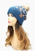 Leopard Jacquard Knit C.C Beanie With Pom Women Thick Stretch Winter Hat