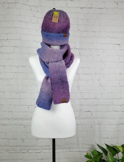 CC Multi-Colored Ombre Knitted Shearling Mohair Scarf gifts for her