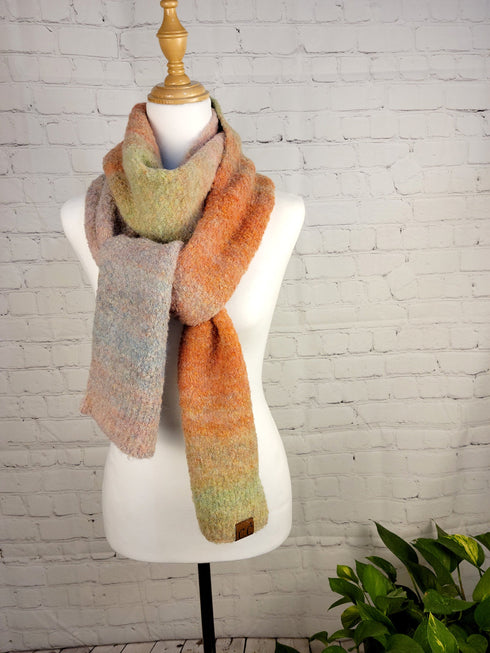 CC Multi-Colored Ombre Knitted Shearling Mohair Scarf gifts for her