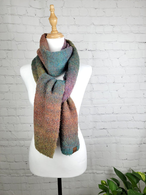 CC Multi-Colored Ombre Knitted Shearling Mohair Scarf gifts for her