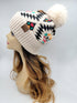 C.C Aztec Patterned Faux Fur Pom C.C Beanie Hat