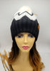 Chevron Beanie with Faux Fur Pom C.C Hat