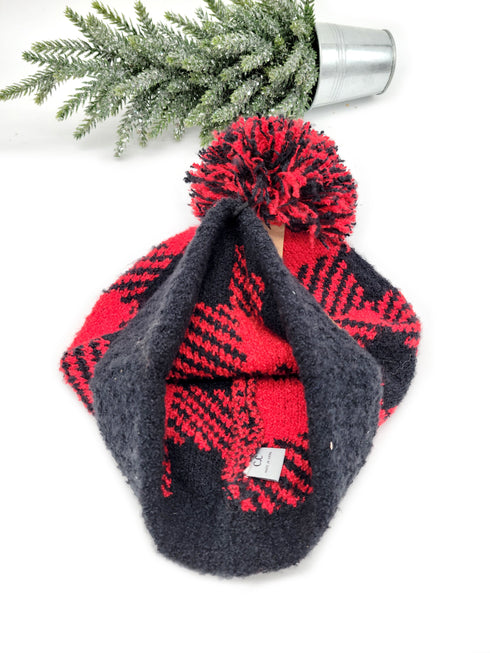 Buffalo Print Jacquard Knit Pom C.C Beanie Hat