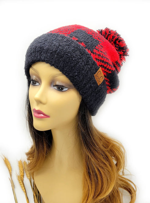 Buffalo Print Jacquard Knit Pom C.C Beanie Hat