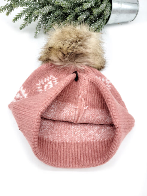 Aztec Print Faux Fur Pom Beanie C.C Hat for her, gifts