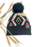 C.C Aztec Patterned Faux Fur Pom C.C Beanie Hat