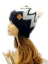 Chevron Beanie with Faux Fur Pom C.C Hat