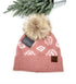 Aztec Print Faux Fur Pom Beanie C.C Hat for her, gifts